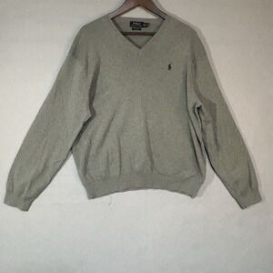 Polo Ralph Lauren Sweater Men's Size XXL V Neck Pima Cotton Gray